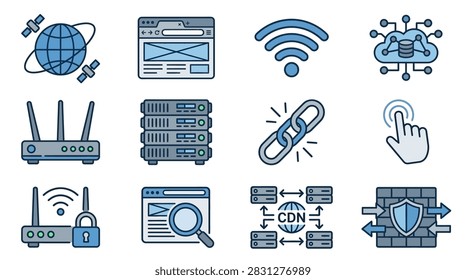 Network security and CDN infrastructure icon collection.