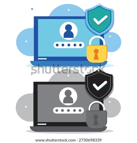 Network Security and Cyber Protection Vector Illustration