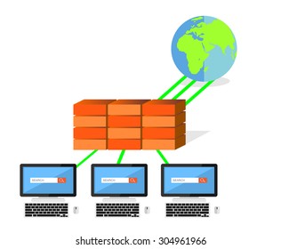 Network Security Firewall Concept. IT Background.