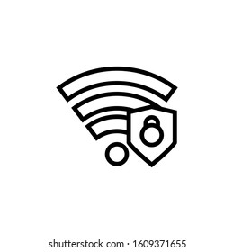 Network security flat icon in outline style on white background