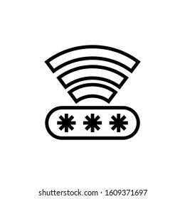 Network security flat icon in outline style on white background