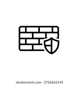 Ícone de segurança de rede, símbolo de firewall com protetor contra ameaças. Defesa de segurança cibernética.