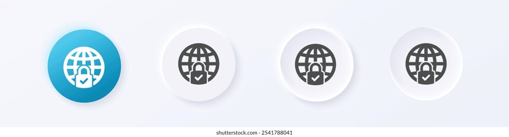 Network security icon. Neumorphism round style button design vector