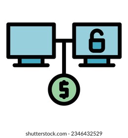 Network security icon outline vector. Data secure. Safety privacy color flat