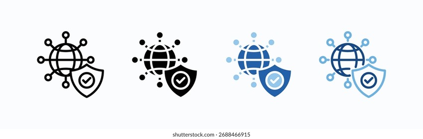 Network Security Icon Sheet Multiple Style Collection Isolated Vector