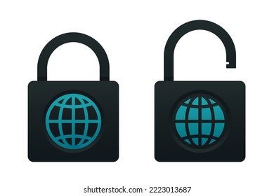 Network security lock. Illustration vector