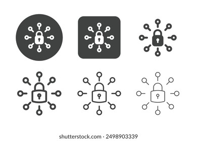 Symbole für Netzwerksicherheit in mehreren Stilen. Bearbeitbarer Strich. Für Website-Marketing-Design, Logo, App, Vorlage, ui, etc. Vektorgrafik.