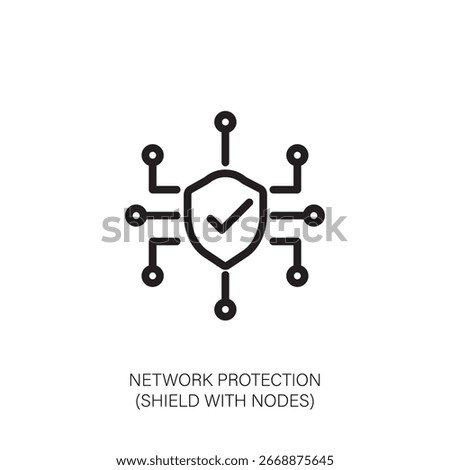 Network Security Shield Icon with Connected Nodes