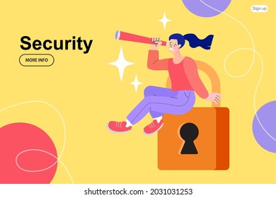 Network Security Tiny People Character. Document secure confidential online access on computer. private secret website data lock modern design colorful. Vector design.