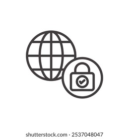 Icono de trazo de SEGURIDAD DE RED en negro