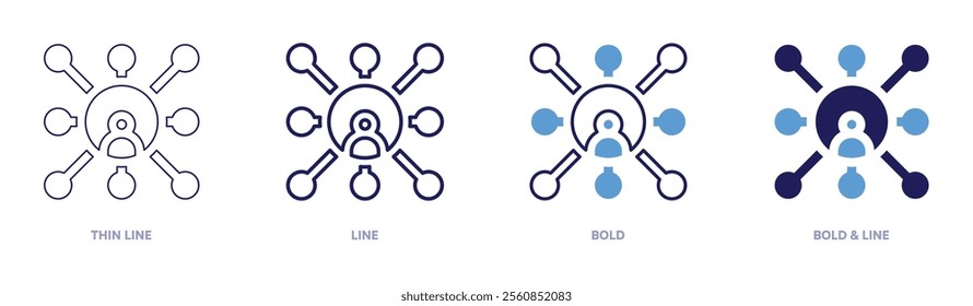 Network seminar icon in 4 different styles. Thin Line, Line, Bold, and Bold Line. Duotone style. Editable stroke.