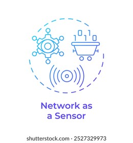 Network as sensor blue gradient concept icon. 6G technology. Real-time data collection and data monitoring. Round shape line illustration. Abstract idea. Graphic design. Easy to use in article