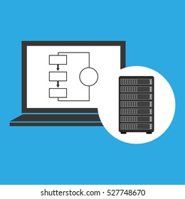 network server concept laptop data vector illustration eps 10