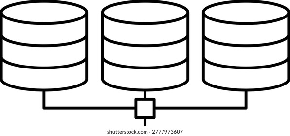 Network server and database storage icon set. Simple cylinder data hosting and cloud storage symbols. Professional Hand drawn vector Images collection