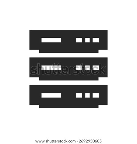 Network Server Icon Black and White Vector Graphic