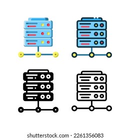 Network server icon. With outline, glyph, filled outline and flat styles
