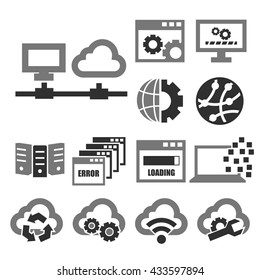 network, server icon set