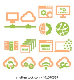 network, server icon set