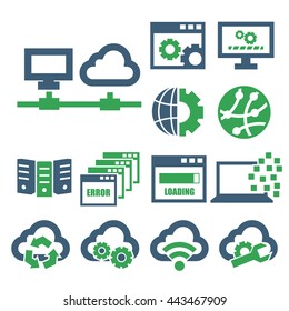network, server icon set