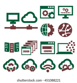 network, server icon set