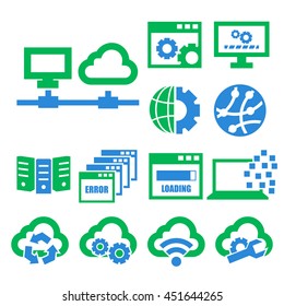 network, server icon set