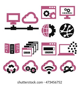 network, server icon set