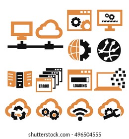network, server icon set