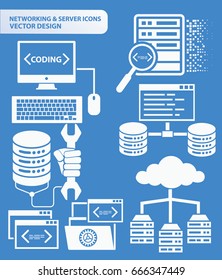 Network and server icon set,clean vector