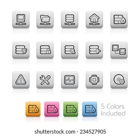 Iconos de red y servidor // Botones de esquema - Cada color de una capa. Para ver el color deseado, debe hacerlo visible en el panel de capas: EPS 10+ Contienen Transparencias