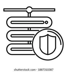 Network server protect icon. Outline network server protect vector icon for web design isolated on white background
