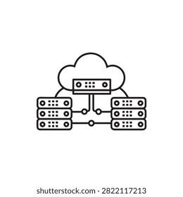 Network server rack connected to cloud storage illustration design