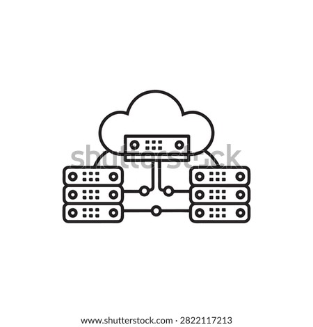 Network server rack connected to cloud storage illustration design