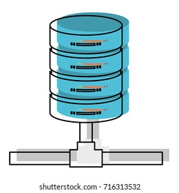 network server storage in watercolor silhouette vector illustration