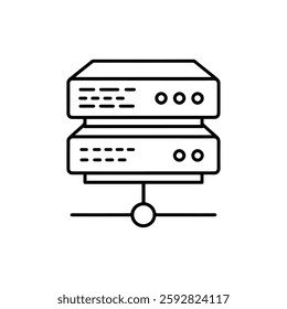 Network Server Thin Line Icon – A Digital Icon Representing Server Technology and Connectivity in Network Infrastructure