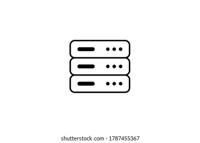 Network servers in data center icon. Flat design style.