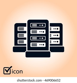 Network servers in data center icon. Flat design style. Vector EPS 10.