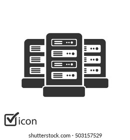 Network Servers In Data Center Icon. Flat Design Style. Vector EPS 10.