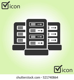 Network Servers In Data Center Icon. Flat Design Style. Vector EPS 10.