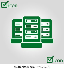 Network Servers In Data Center Icon. Flat Design Style. Vector EPS 10.