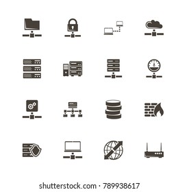 Network Servers icons. Perfect black pictogram on white background. Flat simple vector icon.