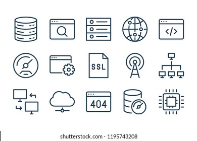 Iconos de línea de soporte web. Conjunto de iconos lineales del vector.