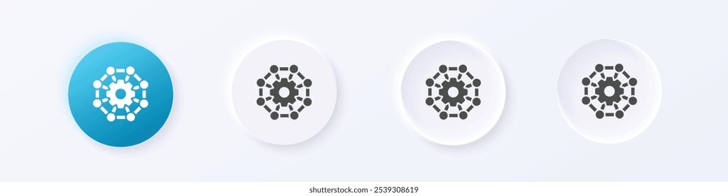 Network setting icon. Neumorphism round style button design vector