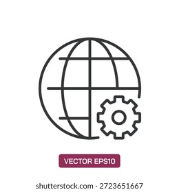 Icono de línea de configuración de red. Pixel perfecto aislado sobre fondo blanco. Ilustración vectorial