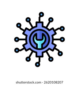 Netzwerkeinstellungen Symbol Lineare Farbe Vektorgrafik