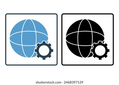 Icono de Configuraciones de red. Icono relacionado con la configuración y configuración. Adecuado para Sitio web, App, interfaces de usuario, imprimible, etc. Estilo de icono sólido. Diseño de Vector simple editable