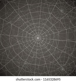 network of several cobwebs on a gray background