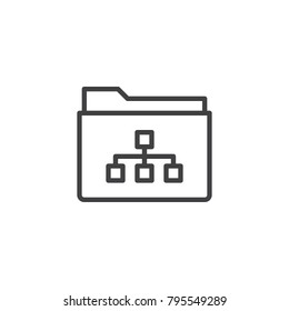 Network shared folder line icon, outline vector sign, linear style pictogram isolated on white. Symbol, logo illustration. Editable stroke