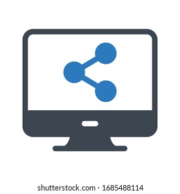 network sharing vector glyph color icon 