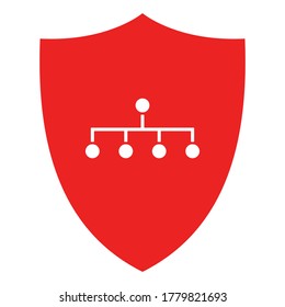 Network and shield on white