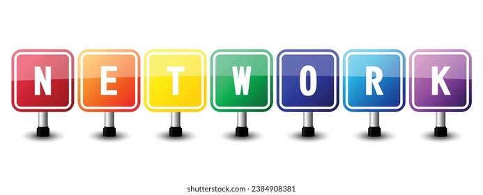 Network sign colorful on white background. vector illustration